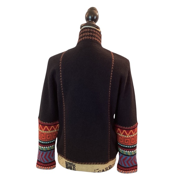 Icelandic Aztec Wool Snap Front Multi-Color Jacket - Picture 4 of 10
